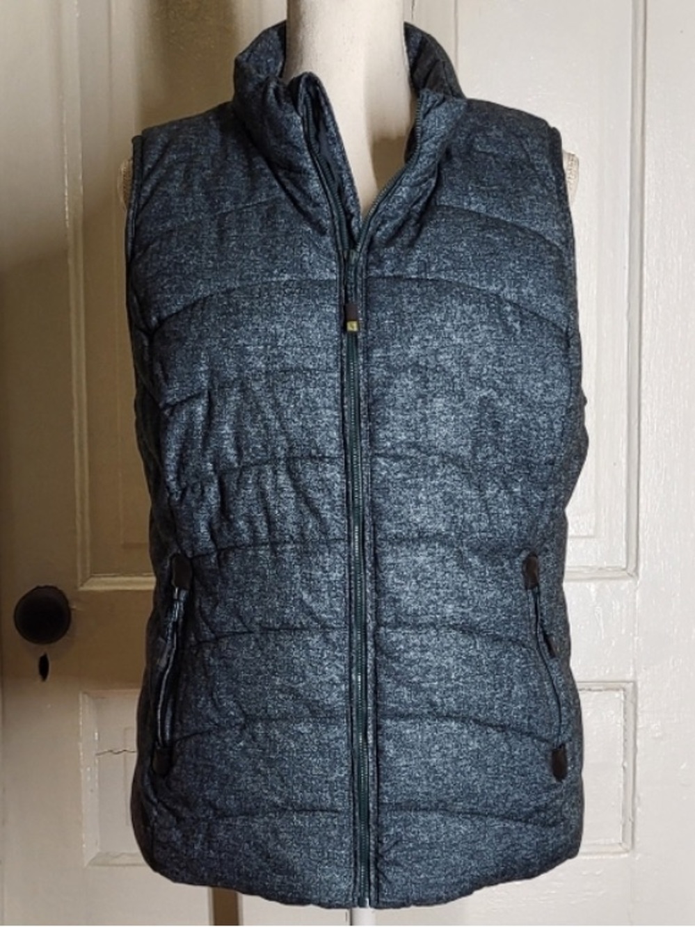 Green Tea Quilted Zip-Front Puffer Vest in Forest Green - Faux Fur Lined